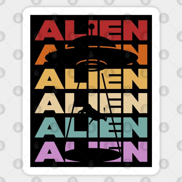 Alien - Retro Vintage Silhouette Design - Gift for UFO Enthusiasts Sticker by TuncGK